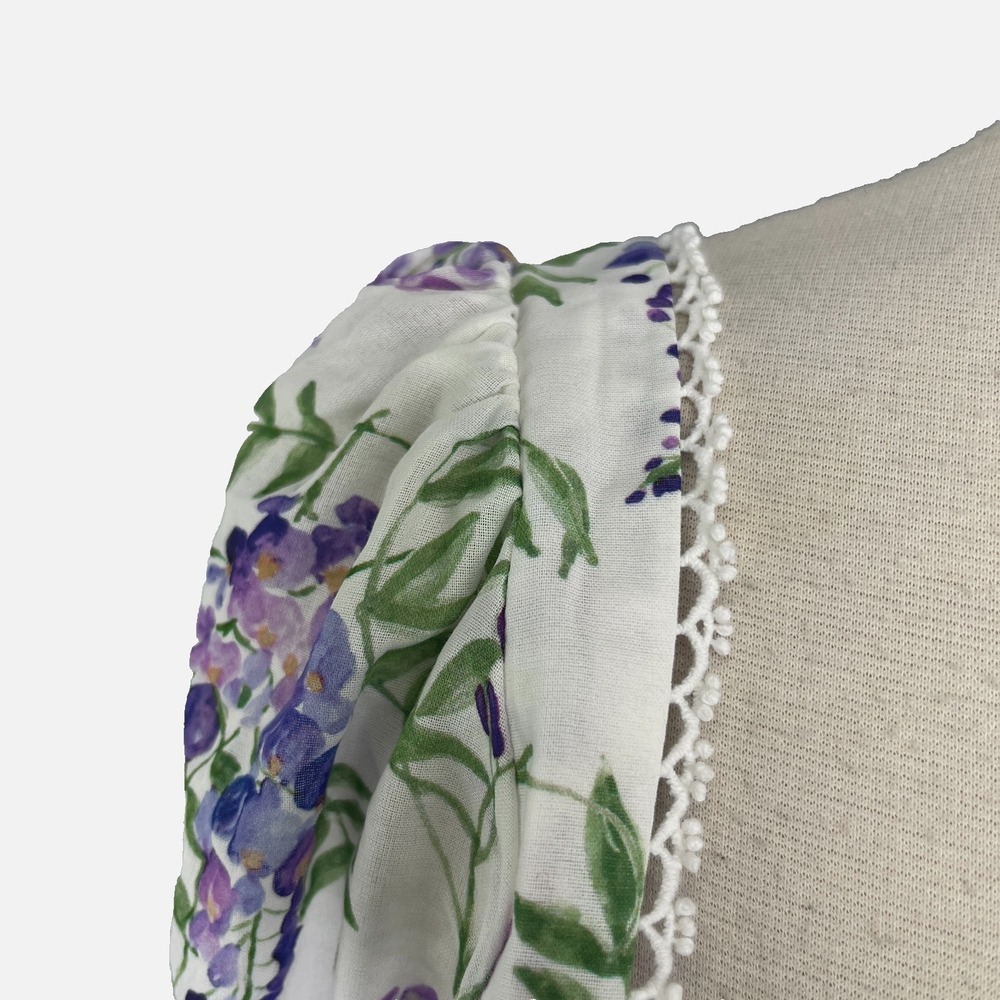 Hill House Home Zoe Crop Top Lavender Floral Wisteria Smocked XL Party Vacation - Picture 7 of 15